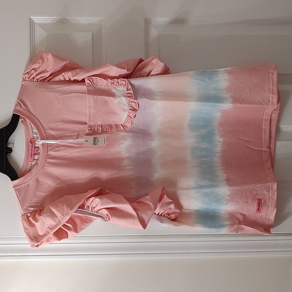 SIMPLY SOUTHERN RUFFLE TIE DYE PINK TANK TOP T-SHIRT